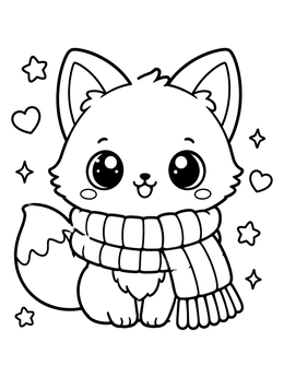 Free printable Cozy Fox In Knitted Scarf coloring page
