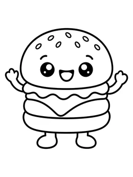 Cute Kawaii Hamburger Character