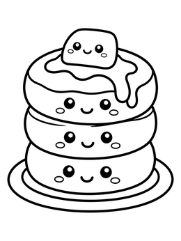 Free printable Cute Kawaii Pancake Stack coloring page
