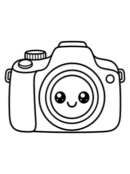 Free printable Cute Kawaii Photo Camera coloring page