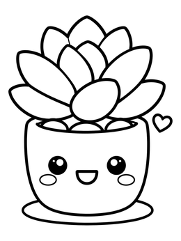 Free printable Cute Kawaii Potted Succulent Plant coloring page