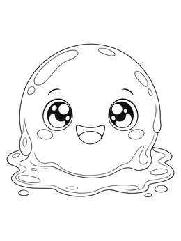 Free printable Cute Kawaii Slime Blob coloring page