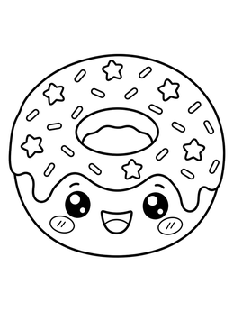 A cheerful cartoon treat on this sweet donut coloring page.