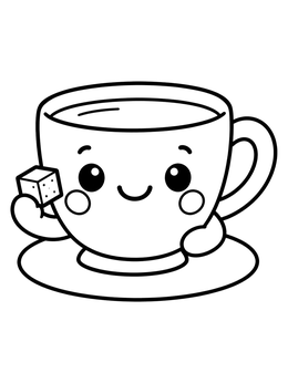 Free printable Cute Kawaii Teacup With Sugar coloring page