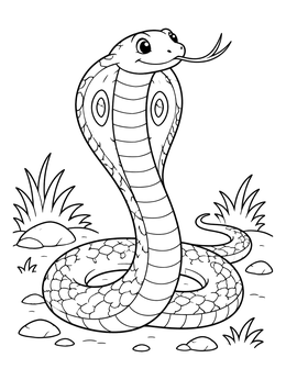 Free printable Cute King Cobra Flicking Tongue coloring page