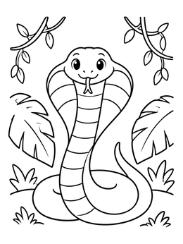 Free printable Cute King Cobra In The Jungle coloring page
