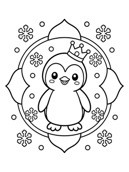 Free printable Cute King Penguin Chick With Crown coloring page