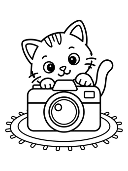Free printable Cute Kitten Behind A Camera coloring page