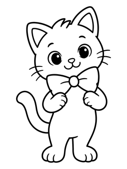 Free printable Cute Kitten With Big Bow Tie coloring page