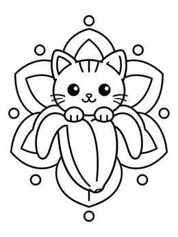 Free printable Cute Kitten In A Banana Peel coloring page