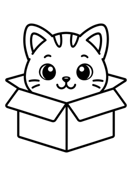 Free printable Cute Kitten Inside A Box coloring page