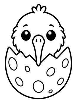 Free printable Cute Kiwi Chick Hatching From Egg coloring page