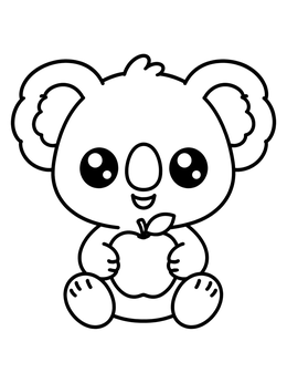 Free printable Cute Koala Holding An Apple coloring page