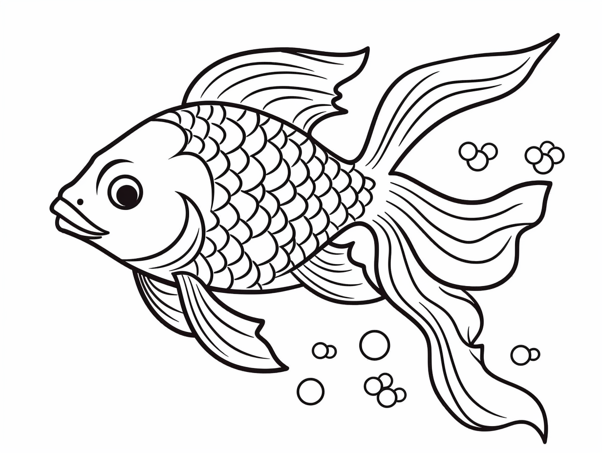 Cute Koi Fish For Coloring - Coloring Page