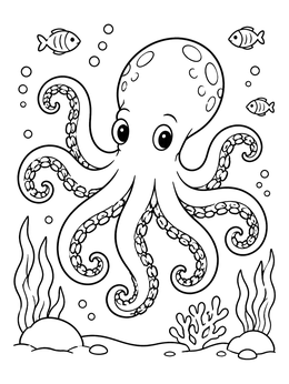 Free printable Cute Kraken Under The Sea coloring page