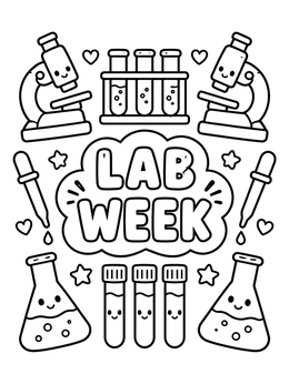 Free printable Cute Lab Week Science Doodle coloring page