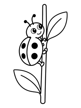 Free printable Cute Ladybug Climbing A Stem coloring page