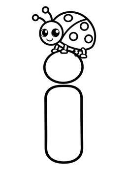 Free printable Cute Ladybug On Letter I coloring page