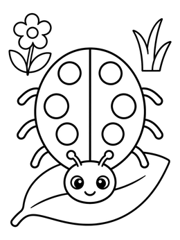 Free printable Cute Ladybug On A Leaf coloring page