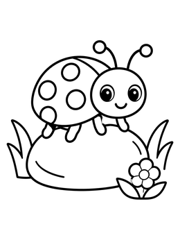Free printable Cute Ladybug On A Garden Stone coloring page