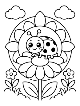 Free printable Cute Ladybug On A Big Flower coloring page