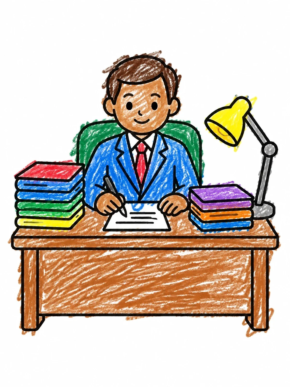 Colored example of the Lawyer Working At Office Desk coloring page