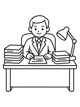 Free printable Lawyer Working At Office Desk coloring page