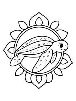 Free printable Cute Leatherback Sea Turtle Mandala coloring page