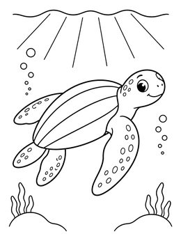 Free printable Cute Leatherback Sea Turtle Swimming coloring page