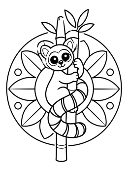 Free printable Cute Lemur On Bamboo Stalk coloring page