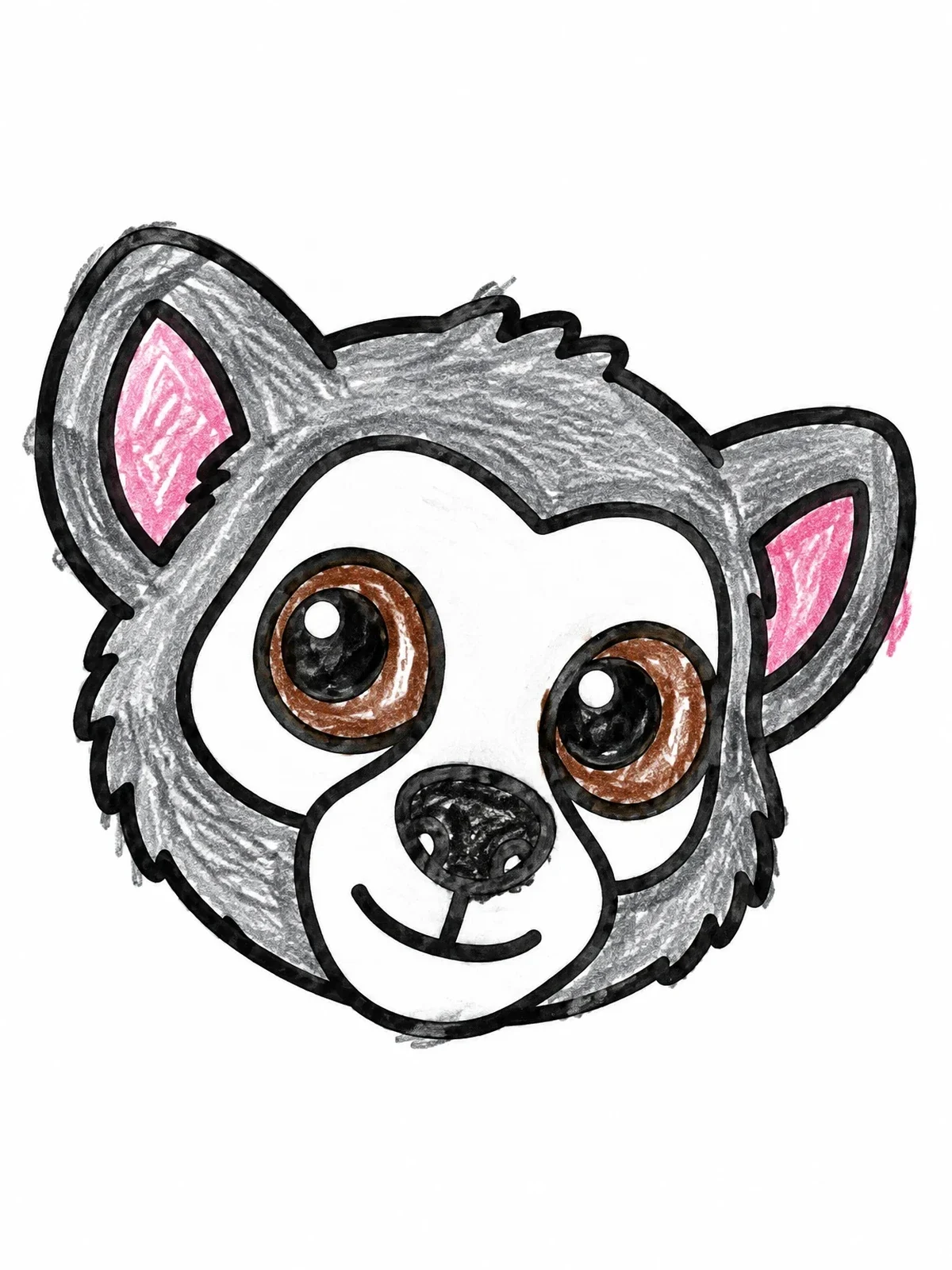 Colored example of the Cute Lemur Face Portrait coloring page