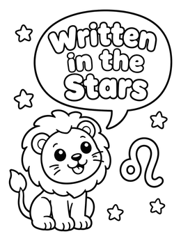 Free printable Cute Leo Lion With Astrological Symbol coloring page