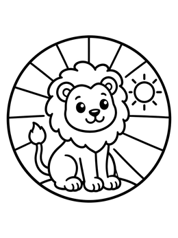 Free printable Cute Leo Zodiac Lion coloring page