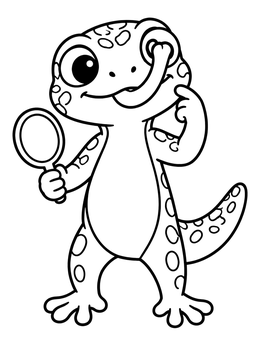 Free printable Cute Leopard Gecko With Mirror coloring page