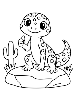 Free printable Cute Leopard Gecko Giving Thumbs Up coloring page