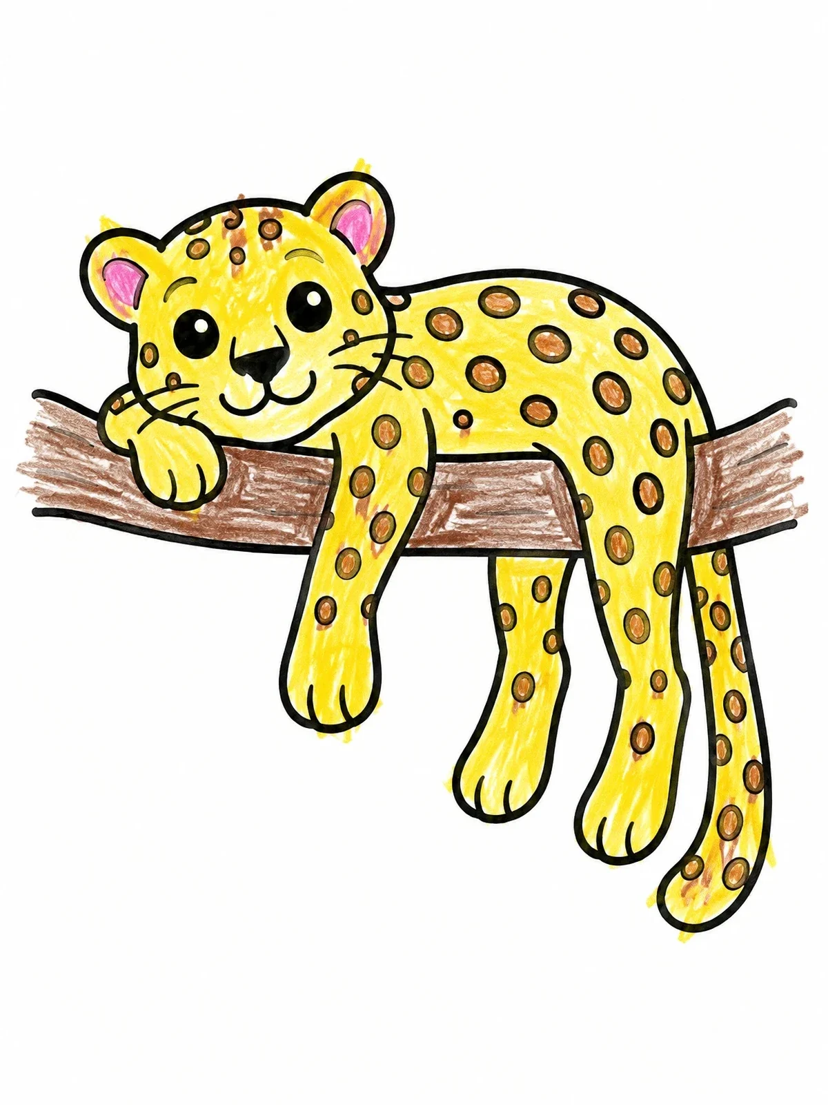 Colored example of the Cute Leopard Resting On A Branch coloring page