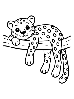 Free printable Cute Leopard Resting On A Branch coloring page
