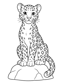 Free printable Cute Leopard Sitting On A Rock coloring page