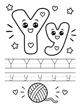 Free printable Cute Letter Y Practice Sheet coloring page