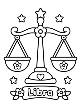 Free printable Cute Libra Balance Scales coloring page