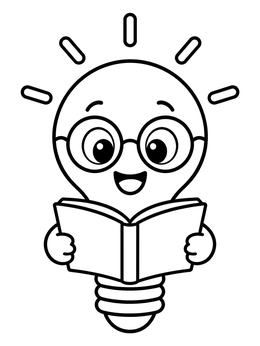 Free printable Cute Light Bulb Reading A Book coloring page