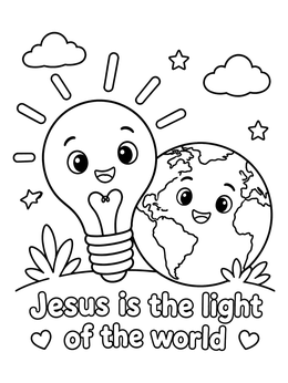 Free printable Cute Lightbulb And Earth With Bible Verse coloring page