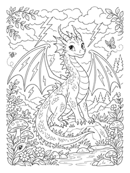 Free printable Cute Lightning Storm Dragon coloring page