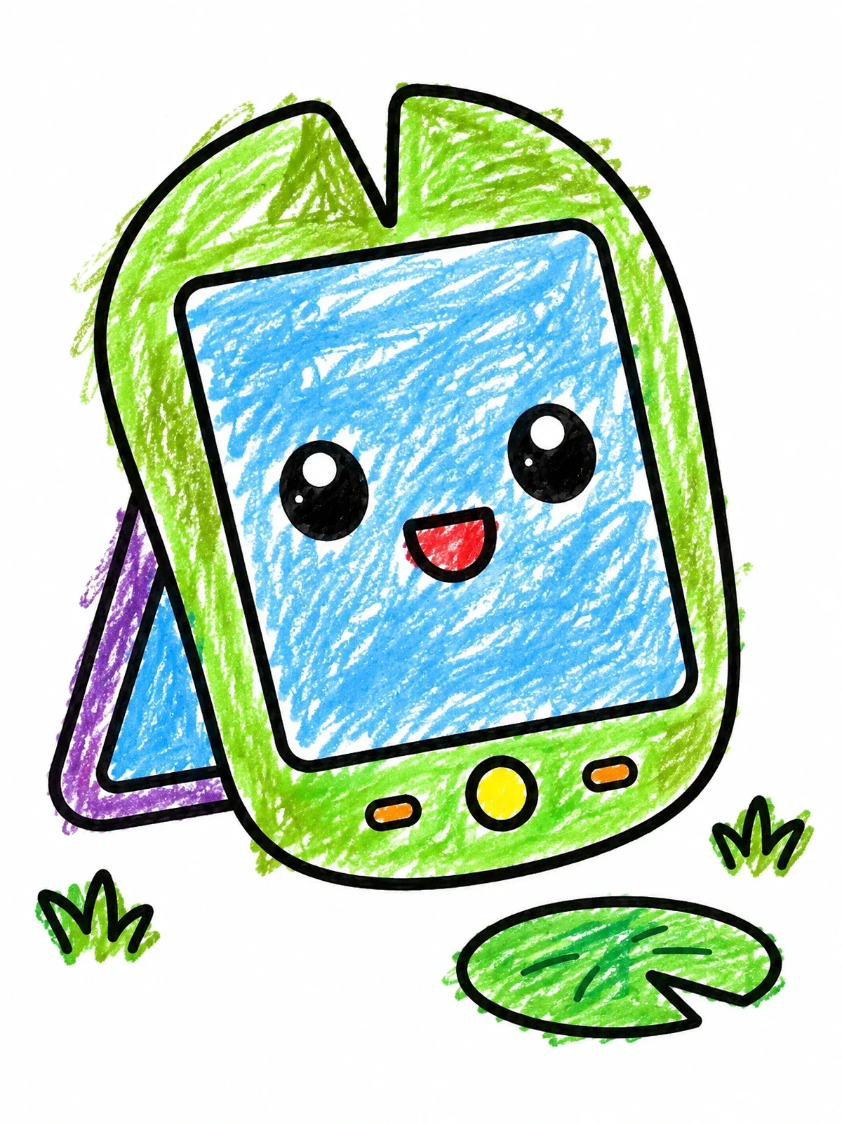 Colored example of the Cute Lily Pad Tablet On Stand coloring page