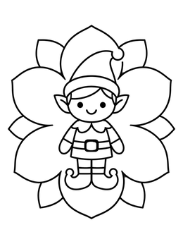 Free printable Cute Little Elf In Flower coloring page