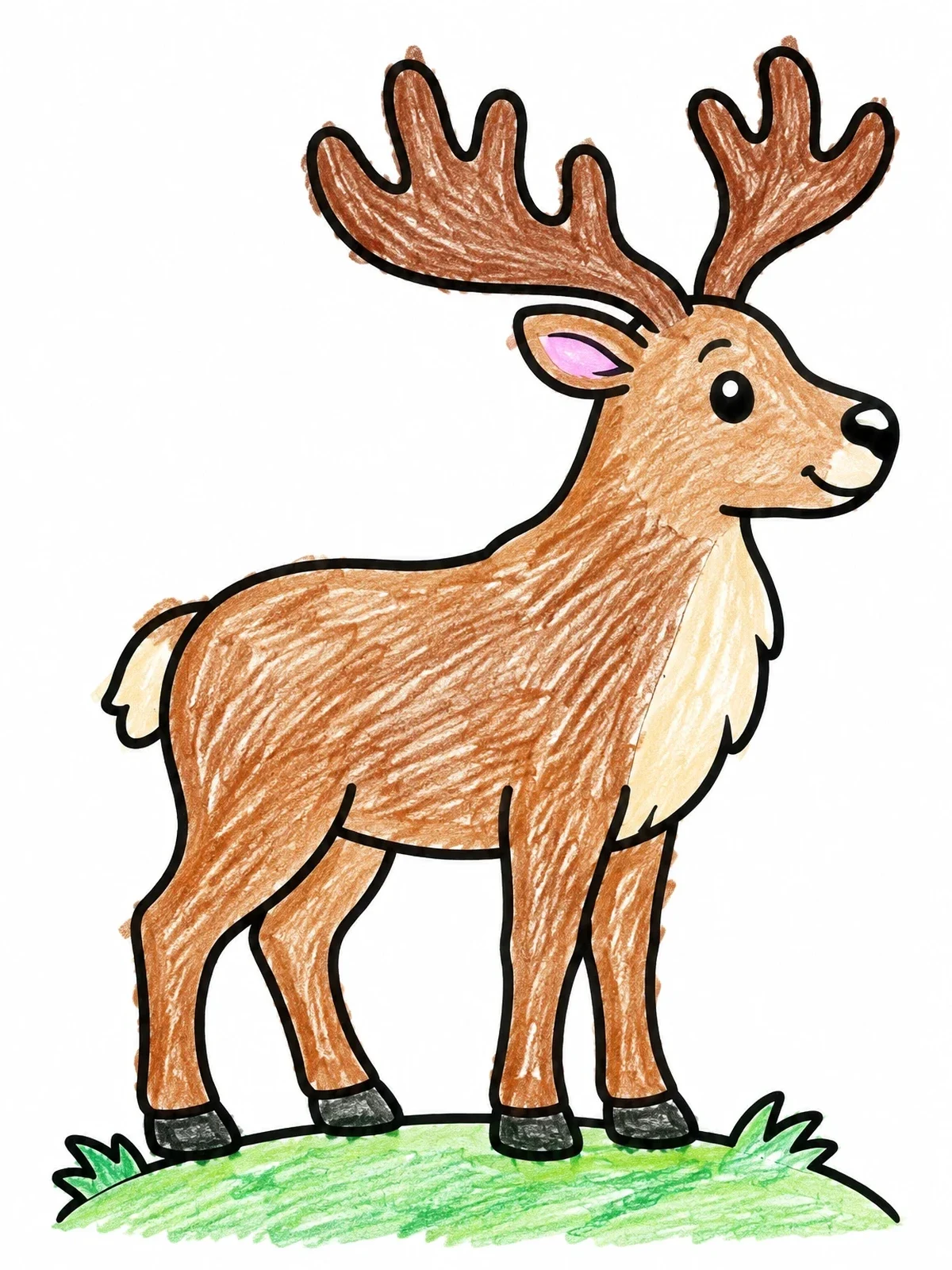 Colored example of the Cute Little Elk On A Hill coloring page