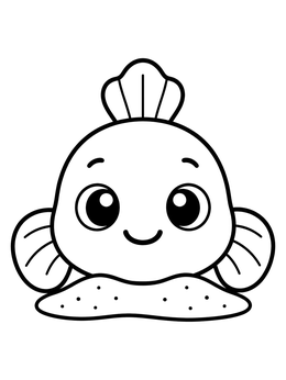 Free printable Cute Little Fish On Sand coloring page