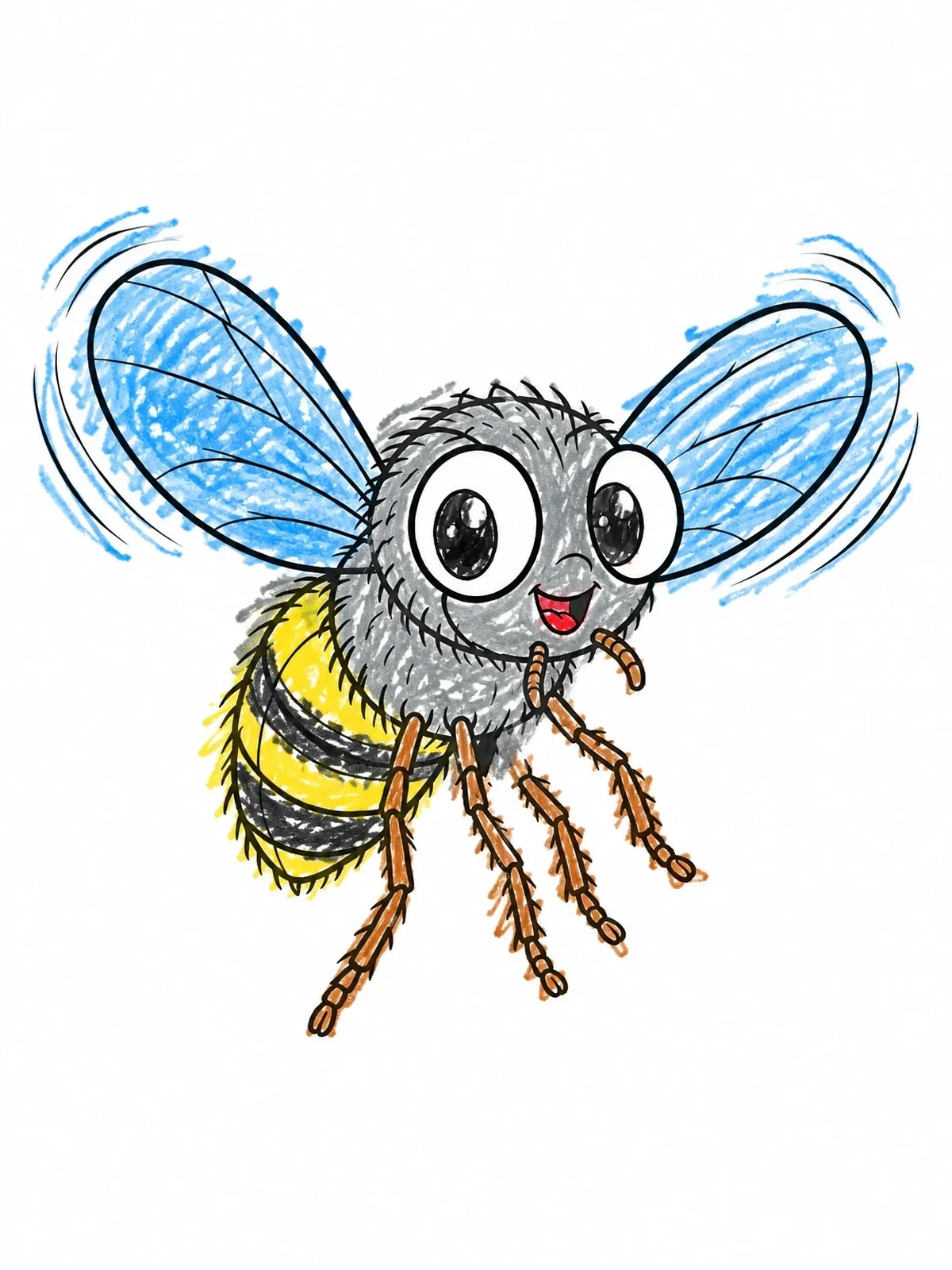 Colored example of the Cute Little Fly Hovering In Air coloring page