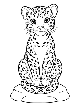 Free printable Cute Little Jaguar Sitting On Rock coloring page