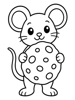 Free printable Cute Little Mouse Holding Cookie coloring page